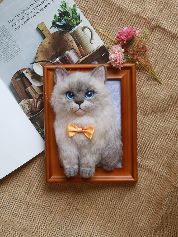 Sheep Felt Simulation Pet Memorial Gift Diy Handmade Poke Happy Cat And Dog Exquisite Photo Frame
