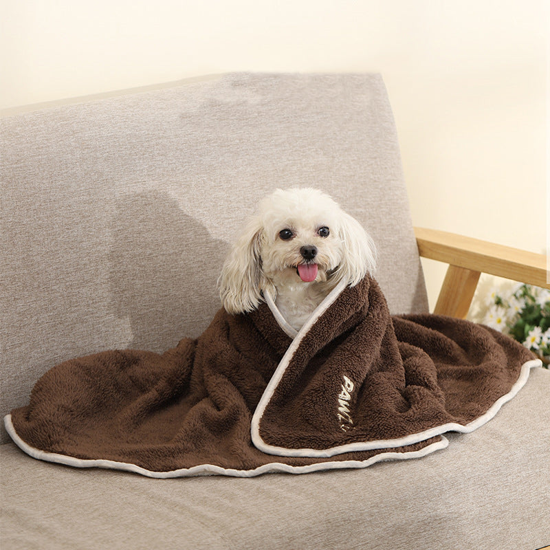 Autumn And Winter Pet Thickened Warm Solid Color Double-Sided Fluffy Cat Pet Blanket