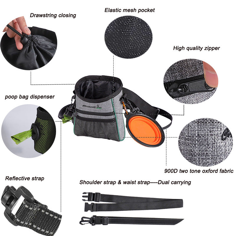 Waterproof portable hiking bag Chalk bag Pet Oxford Cloth small pet Fanny pack dog food bag