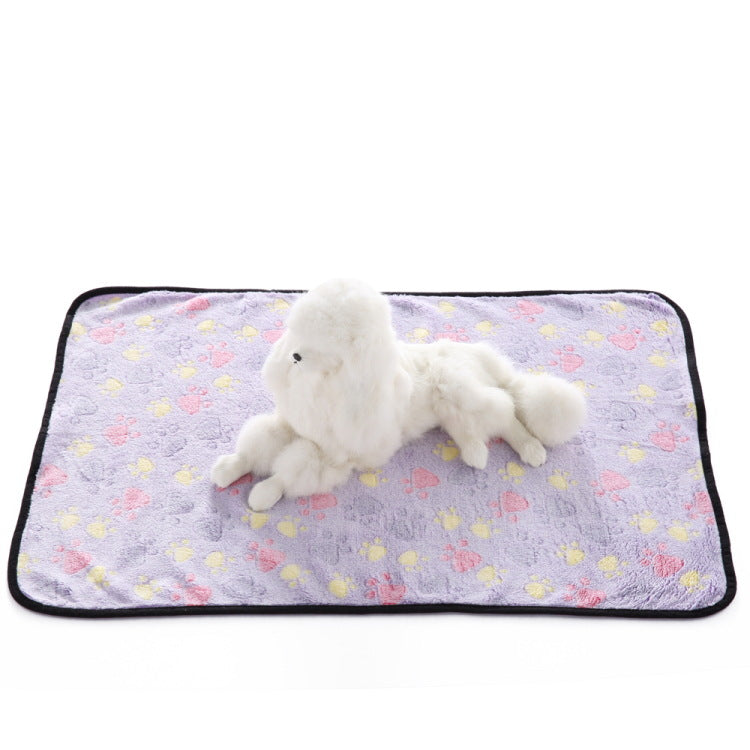 Dog Mat Blanket Coral Fluffy Pet Blanket Double-Sided Fleece Footprints Dog Pet Cat Blanket Pet Dog Blanket