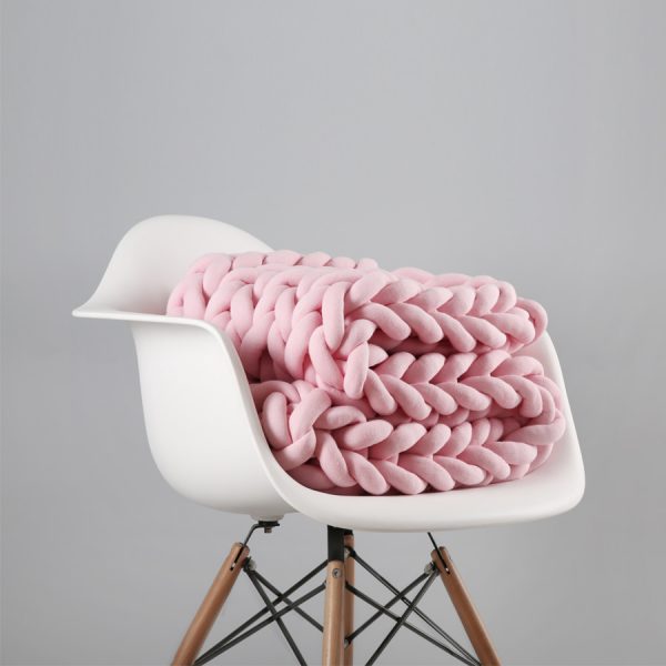 Newleader Chunky Knit Blanket Handmade by Soft Knitting Throw Bed Bedroom Decor Bulky Sofa Beige 40"×59"