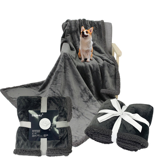 Pure black custom 50X60 inch waterproof urine insulation warm household pet blanket