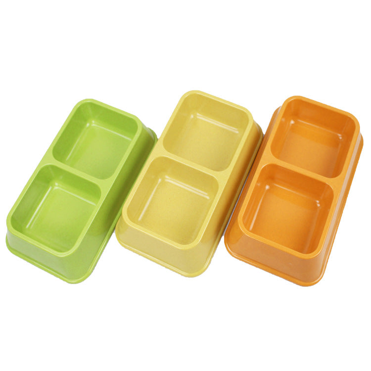 Manufacturers Bamboo Fiber Large, Small And Medium-Sized Dog Bowl Cat Bowl Melamine Dog Basin Eating Utensils Double Grid Long Double Pet Food Basin