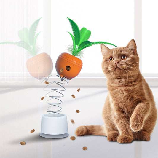 Pet Toy Cat Dog Puzzle Leaky Food Relief Suction Cup Spring Carrot Fun Cat Toy Pet Supplies