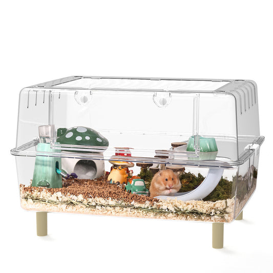 62Cm Full Transparent Landscape Hamster Cage Wholesale Acrylic Gold Silk Bear Large Space Large Villa Can Be Connected To The Tunnel