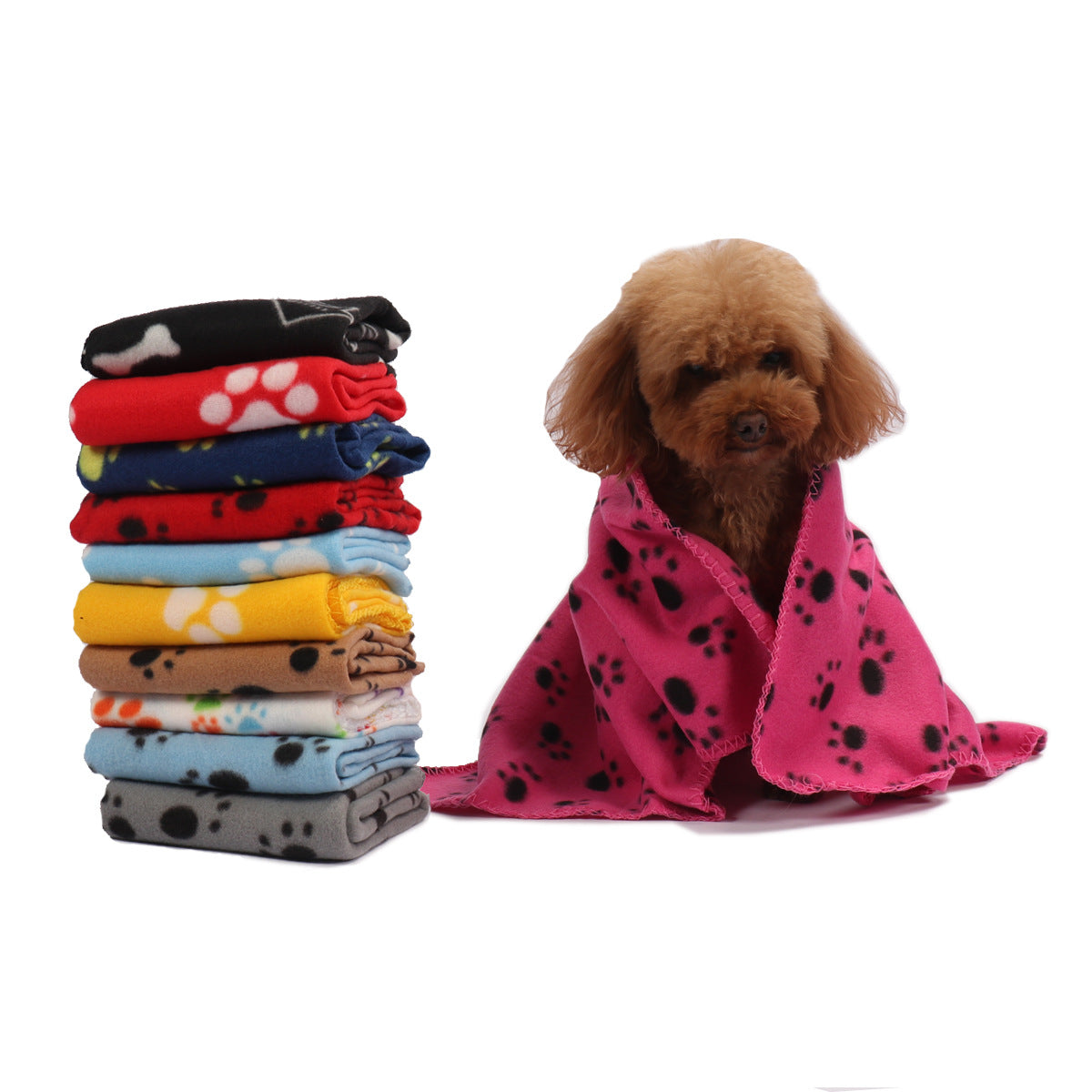 Factory Double-Sided Wool Blanket For Warm Dog Paw Print Pet Blanket For Pets