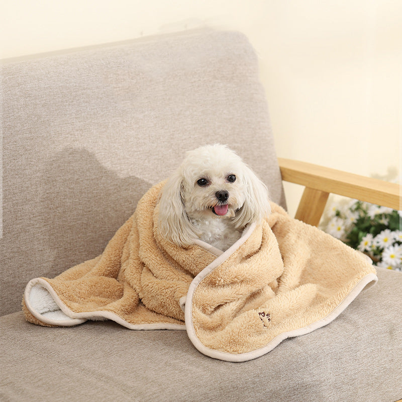 Autumn And Winter Pet Thickened Warm Solid Color Double-Sided Fluffy Cat Pet Blanket