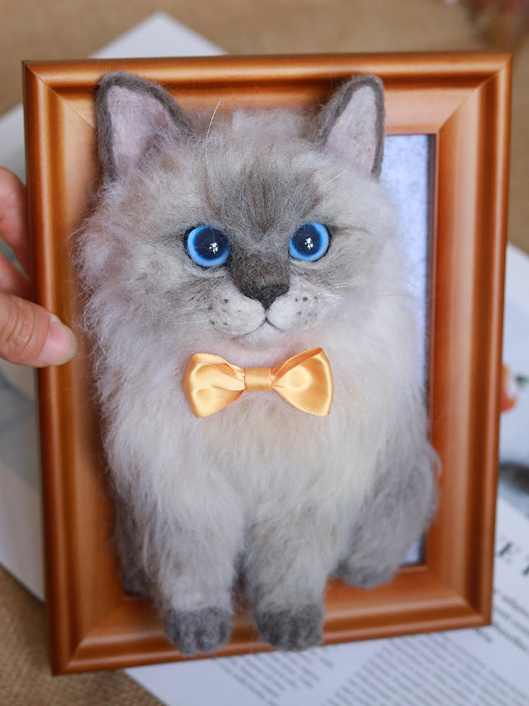 Sheep Felt Simulation Pet Memorial Gift Diy Handmade Poke Happy Cat And Dog Exquisite Photo Frame