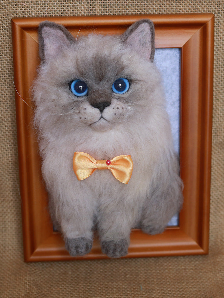 Sheep Felt Simulation Pet Memorial Gift Diy Handmade Poke Happy Cat And Dog Exquisite Photo Frame