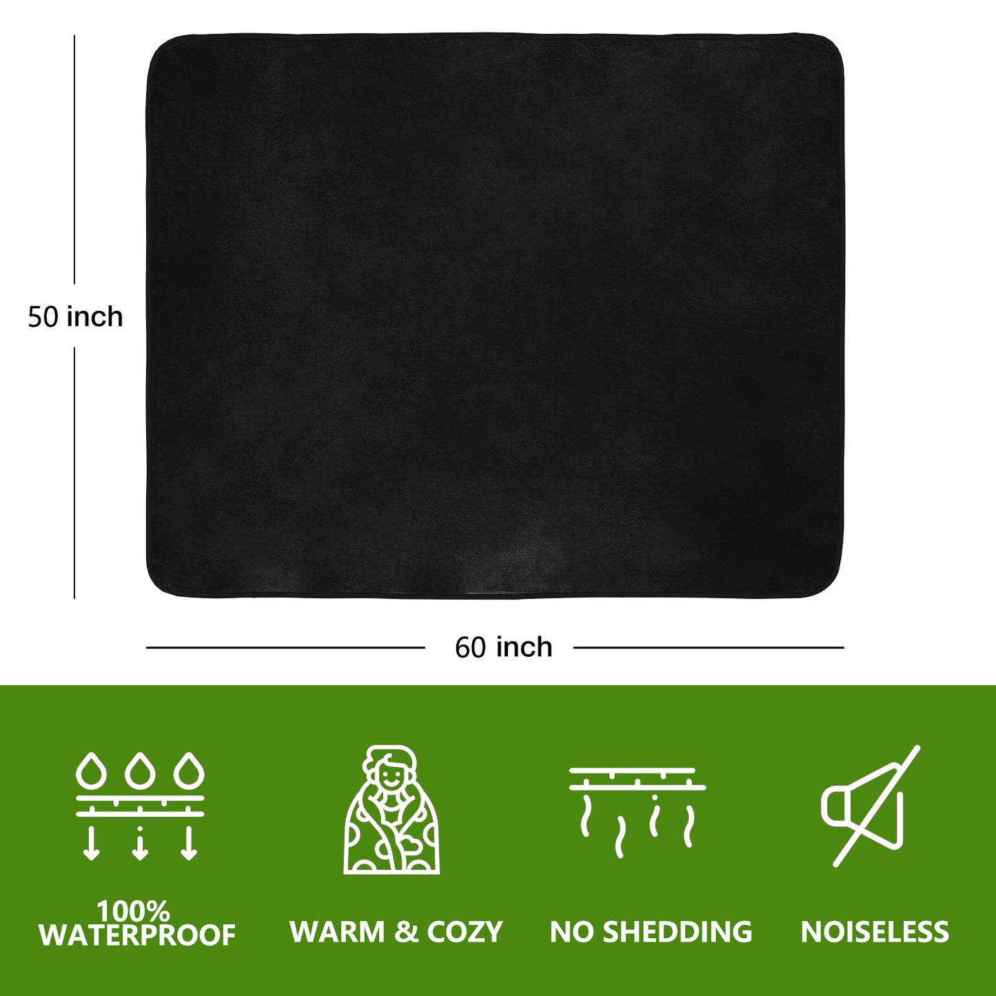 Pure black custom 50X60 inch waterproof urine insulation warm household pet blanket