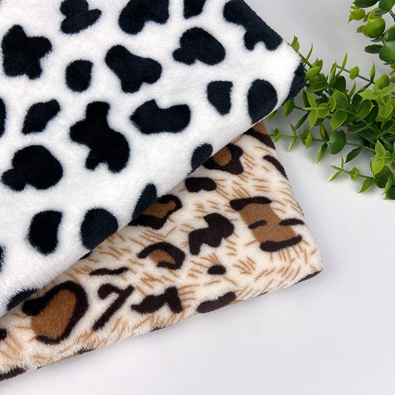 Cow Print Leopard Print Flannel Pet Blanket Kennel Mat Cover Mat Mat Small Fur Blanket Laurel Dog Blanket