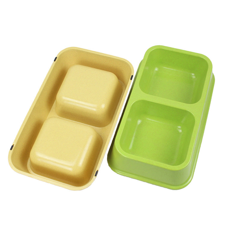 Manufacturers Bamboo Fiber Large, Small And Medium-Sized Dog Bowl Cat Bowl Melamine Dog Basin Eating Utensils Double Grid Long Double Pet Food Basin