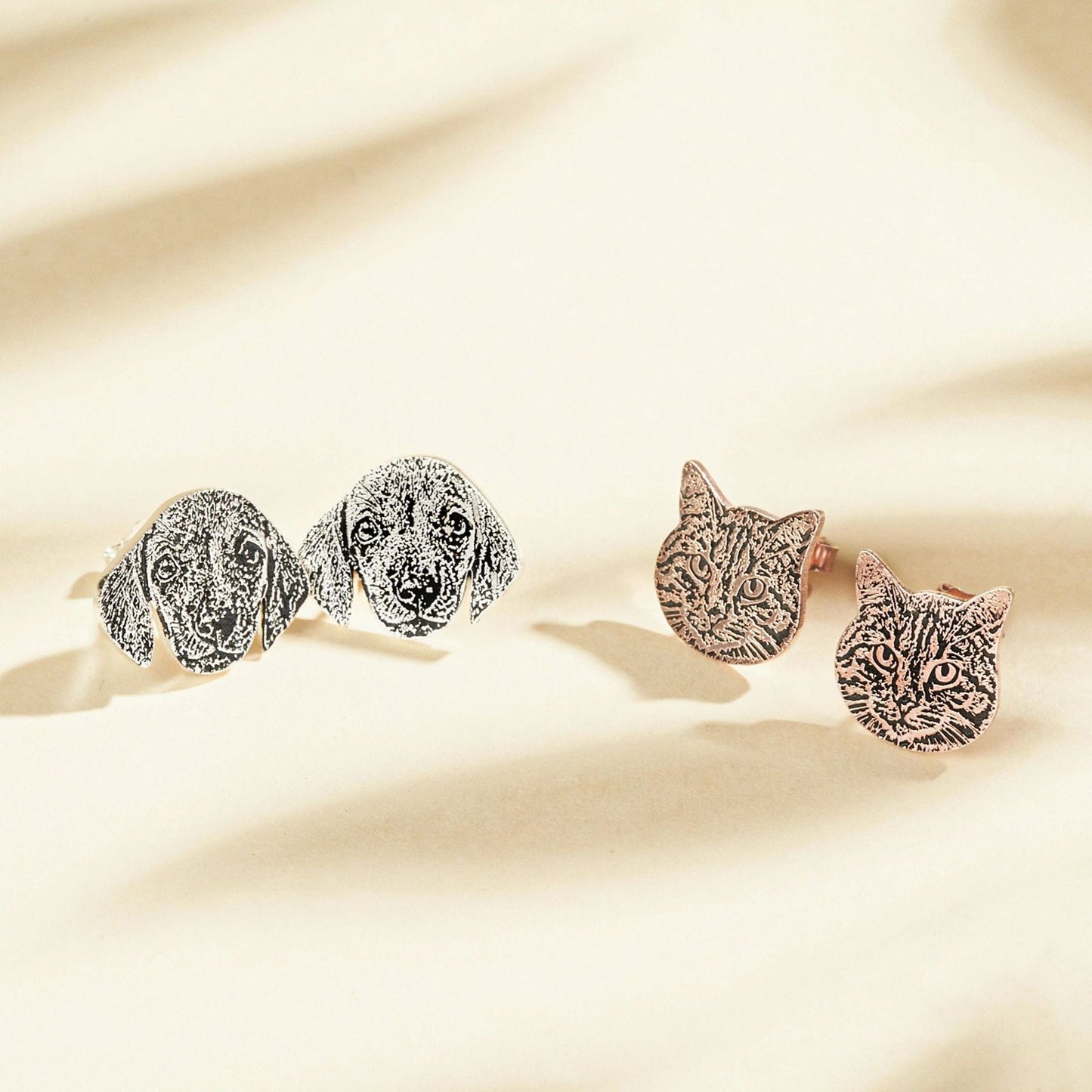 925 Sterling Silver Custom Dog Cat Portrait Photo Stud Earrings Personalized Engraved Picture Image Pet Lover Memorial Gift Jewelry For Women Mom