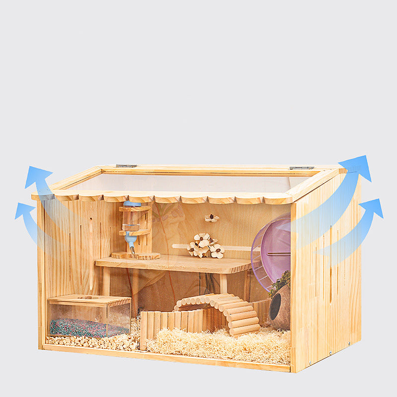Acrylic Solid Wood Clear Bin Hamster Cage Small Pet Breeding Box