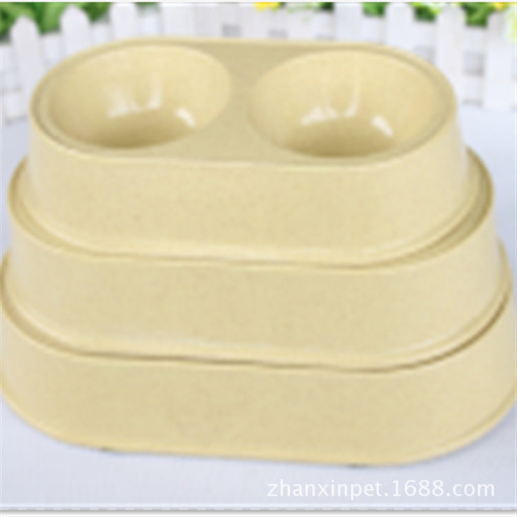 Bamboo Fiber Pet Food Basin Large And Small Double Grid Dog Bowl Cat Bowl Melamine Dog Basin Eat And Drink Water To Prevent Upset Utensils