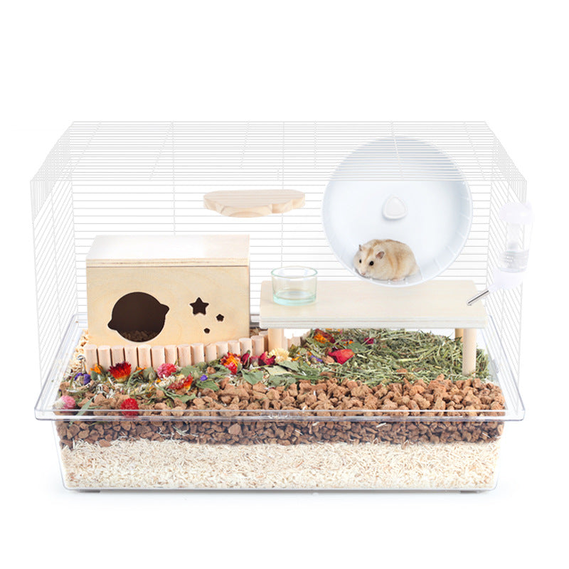 Hamster Cage 50 Base Cage Transparent Plus High Bottom Basin Novice Package Complete With Golden Silk Bear Villa